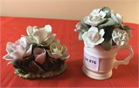 2 unmatched porcelain floral arrangements Ansley