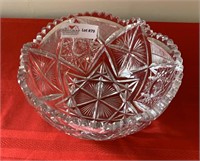 Crystal bowl star burst and fan pattern 9”