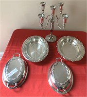 3 unmatched plated silver items Crosby covered