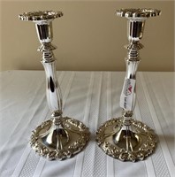 Pair of candlestick plated silver Sheffield 10.5”