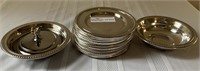 12 plated silver desert plates, 2 Bowles
