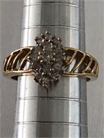 Diamond and Lattice Gold Ring