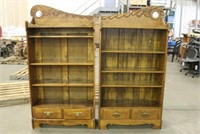 (2) Victorian Oak Bookcases, Approx 36"x14"x70"