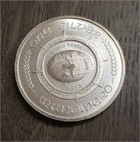 One Ounce Silver Round: World Trade 1975