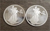 (2) One Ounce Silver Rounds: Saint Gaudens #1