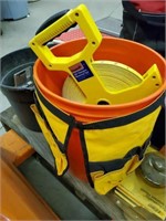 Tool bucket, 300' tape and misc