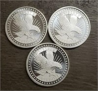 (3) One Ounce Silver Rounds: Liberty/ Freedom