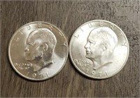 (2) 1971 Silver Eisenhower Dollars: 40% Silver