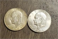 (2) 1974 Silver Eisenhower Dollars: 40% Silver