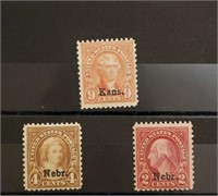 Scarce Mint Kansas & Nebraska Overprint Stamps
