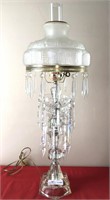 Crystal banquet lamp with etched shade