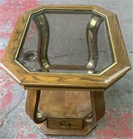End Table w/ Glass Top & Drawer