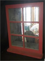 Vintage Red Wooden Mirror Shelf
