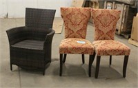 (2) Cushioned Chairs & Wicker Chair