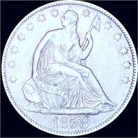 1858 Seated Half Dollar NEARLY UNCIRCULATED