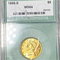 1899-S $5 Gold Half Eagle NTC - MS64