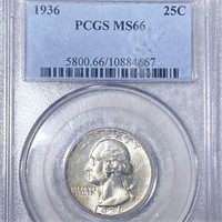 1936 Washington Silver Quarter PCGS - MS66