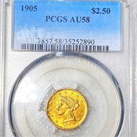 1905 $2.50 Gold Quarter Eagle PCGS - AU58