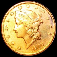 1897-S $20 Gold Double Eagle CLOSELY UNC