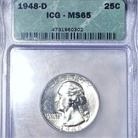 1948-D Washington Silver Quarter ICG - MS65