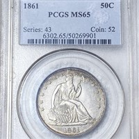 1861 Seated Half Dollar PCGS - MS65