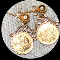 1854 Rare Gold Dollar Earings HIGH END