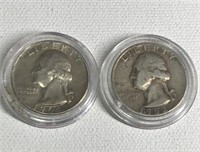2 Silver Quarters 1952S, 1964 D