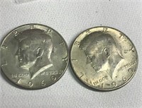 2 Silver Kennedy Half Dollars (2) 1969D
