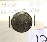 1939 D  VF30  Jefferson Nickel