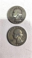 2 Silver Quarters,  1939, 1944 D