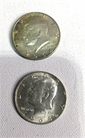 2    1964  % Silver Kennedy 1/2 Dollar Coins