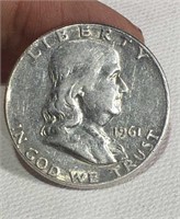 1961 Silver Franklin 1/2 Dollar Coin