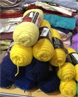 Yellow and dark navy blue yarn