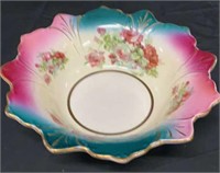 Antique Hand Painted 11” China Bowl
