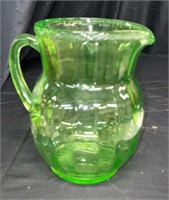 Green Depression Glass Tea Pitcher