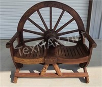 Wagon Wheel Solid Wood Bench