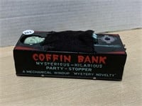 Tin Wind Up Coffin Bank - Yone - Made In Japan