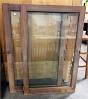 Vintage Glass Doors w/Wood Frame From Cabinet
