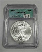 2009  $1 Silver Eagle  ICG MS-70