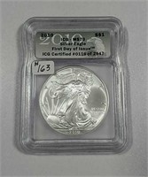 2010  $1 Silver Eagle  ICG MS-70