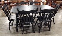 Dining Table & Chairs, Black Distressed Look