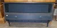 Country Blue Distressed Wall Shelf w/Pegs