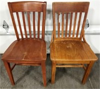 Vintage Wooden Straight Chairs From Milroy School
