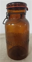 Vintage Putnam Lightning Amber Glass Canning Jar