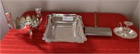 Plated silver bread tray,finger light and 3 light