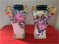 2 hand painted porcelain vase 13”