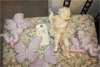 Vintage pink cherubs & butterflies