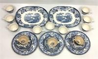 35 pc Royal Staffordshire Dinnerware Flow Blue Set