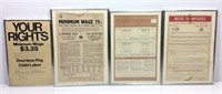 Set of 4 Framed Vintage Minimum Wage Articles