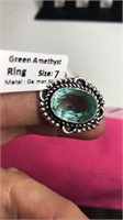 Green Amethyst Stone Ring Size 7